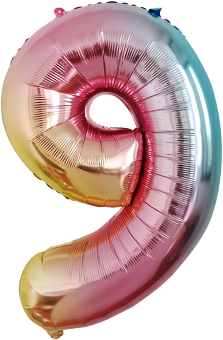 9 Rakam Gökkuşağı Folyo Balon Parti Eğlence Kutlama