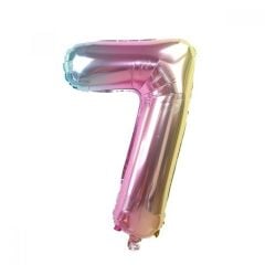 7 Rakam Gökkuşağı Folyo Balon Parti Eğlence Kutlama