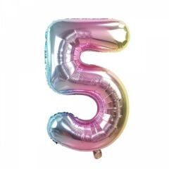 5 Rakam Gökkuşağı Folyo Balon Parti Eğlence Kutlama