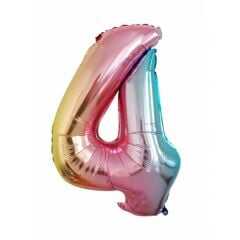 4 Rakam Gökkuşağı Folyo Balon Parti Eğlence Kutlama