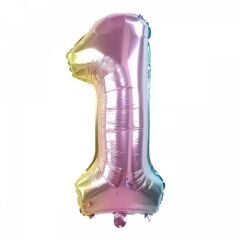 1 Rakam Gökkuşağı Folyo Balon Parti Eğlence Kutlama