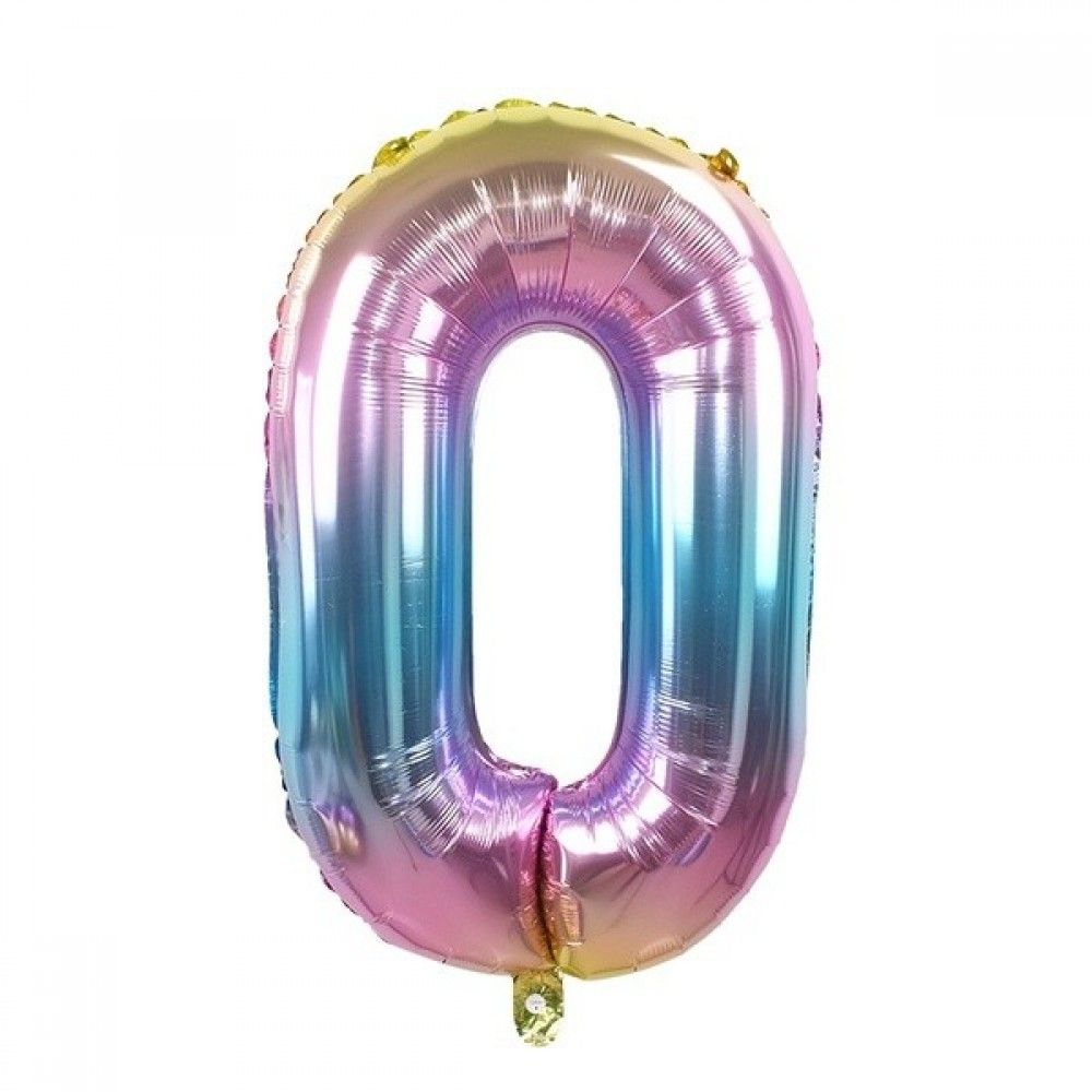 0 Rakam Gökkuşağı Folyo Balon Parti Eğlence Kutlama