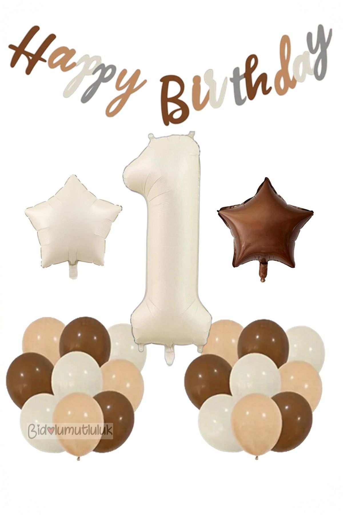 Yaş Retro Doğum Günü Seti; Krem Rakam Folyo, Banner, Kalp Folyo ve Lateks Balon Doğum günü Eğlence