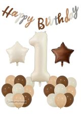 Yaş Retro Doğum Günü Seti; Krem Rakam Folyo, Banner, Kalp Folyo ve Lateks Balon Doğum günü Eğlence