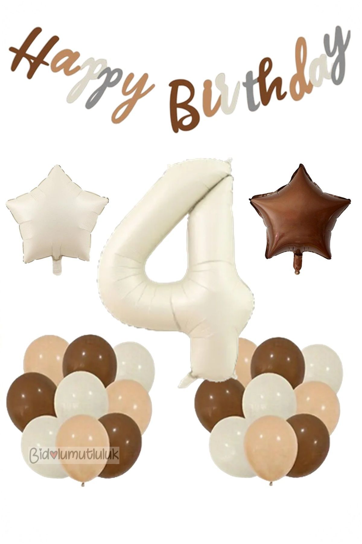 Yaş Retro Doğum Günü Seti; Krem Rakam Folyo, Banner, Kalp Folyo ve Lateks Balon Doğum günü Eğlence
