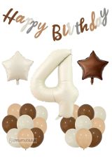 Yaş Retro Doğum Günü Seti; Krem Rakam Folyo, Banner, Kalp Folyo ve Lateks Balon Doğum günü Eğlence