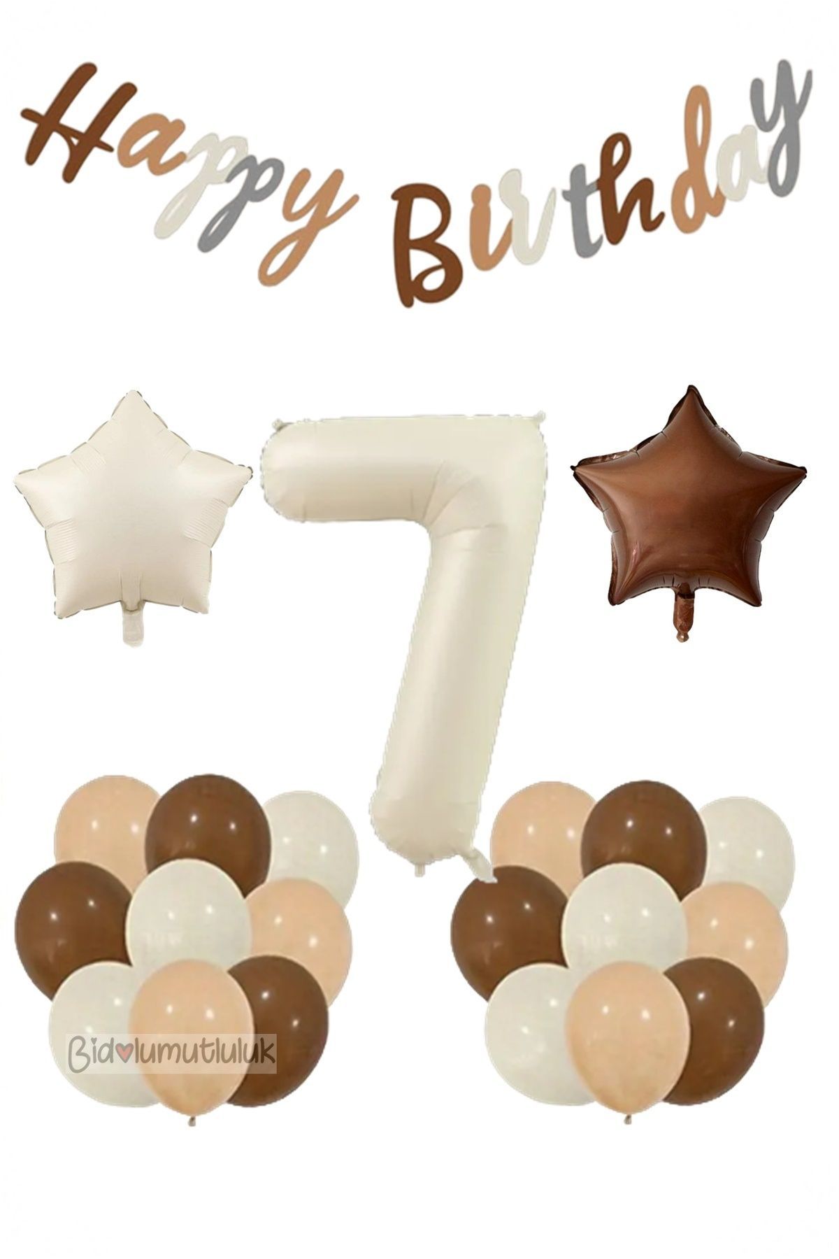 Yaş Retro Doğum Günü Seti; Krem Rakam Folyo, Banner, Kalp Folyo ve Lateks Balon Doğum günü Eğlence