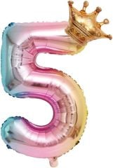 5 Yaş Gökkuşağı Folyo Balon Set