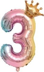 3 Yaş Gökkuşağı Folyo Balon Set