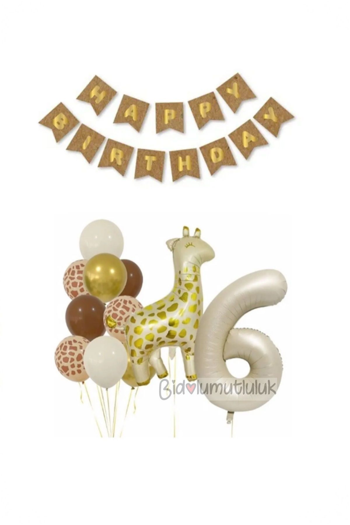 Zürafa 6 Yaş Balon Folyo Set Konsept Doğum Günü Set Parti Eğlence