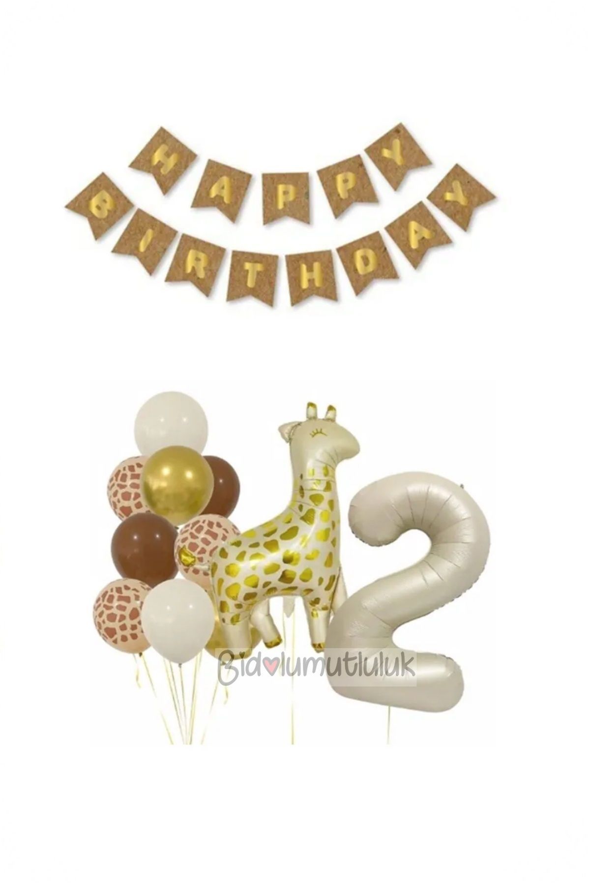 Zürafa 2 Yaş Balon Folyo Set Konsept Doğum Günü Set Parti Eğlence
