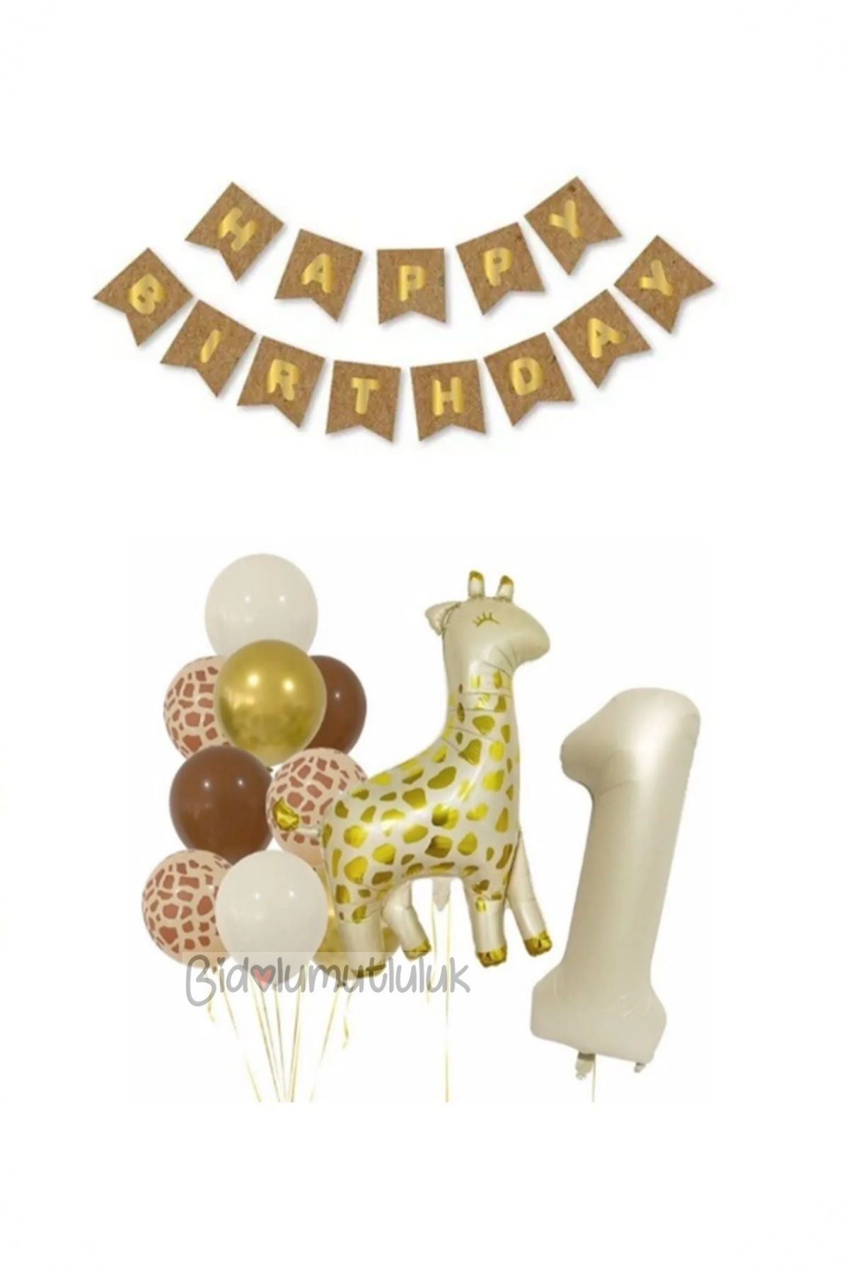 Zürafa 1 Yaş Balon Folyo Set Konsept Doğum Günü Set Parti Eğlence