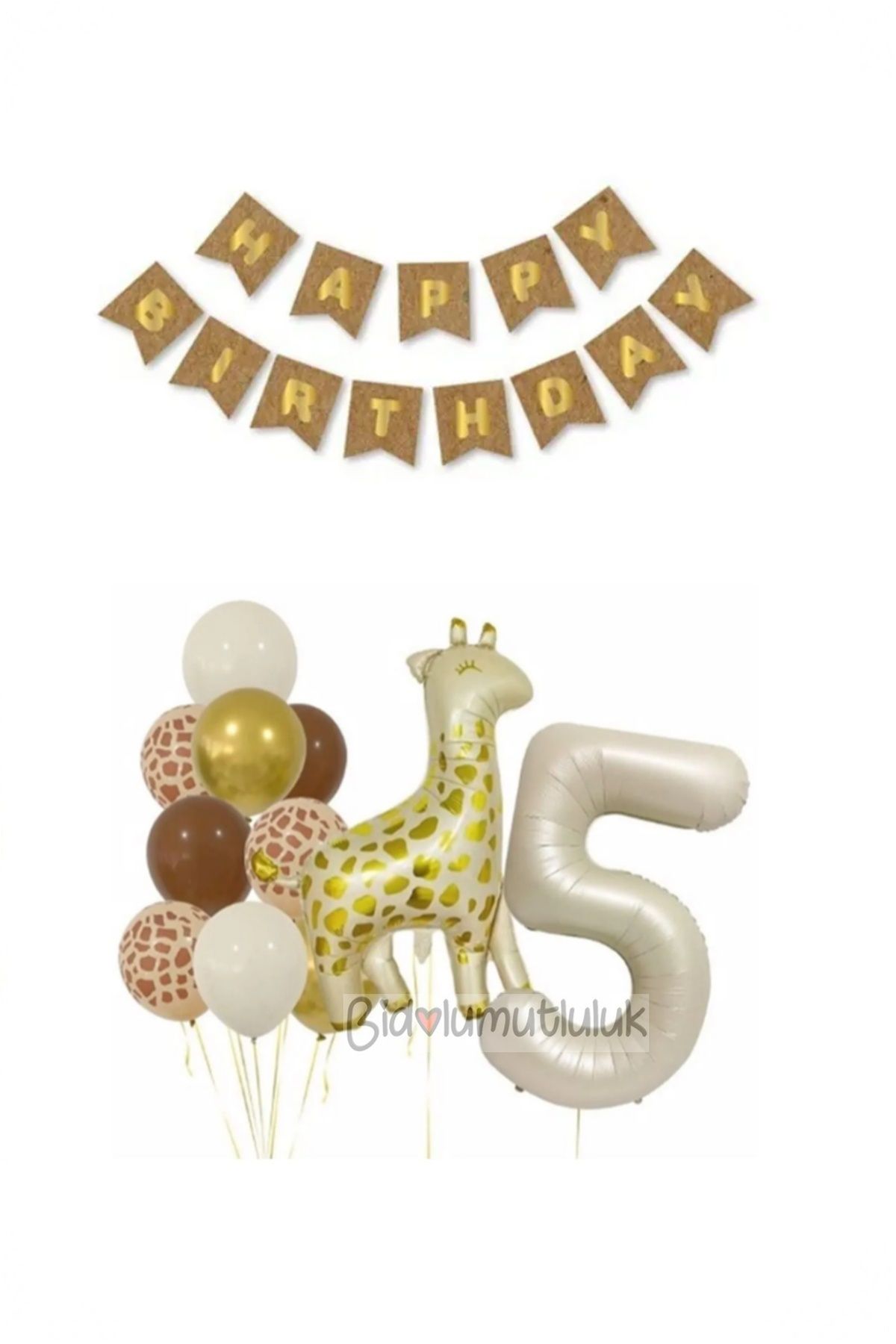 Zürafa 5 Yaş Balon Folyo Set Konsept Doğum Günü Set Parti Eğlence