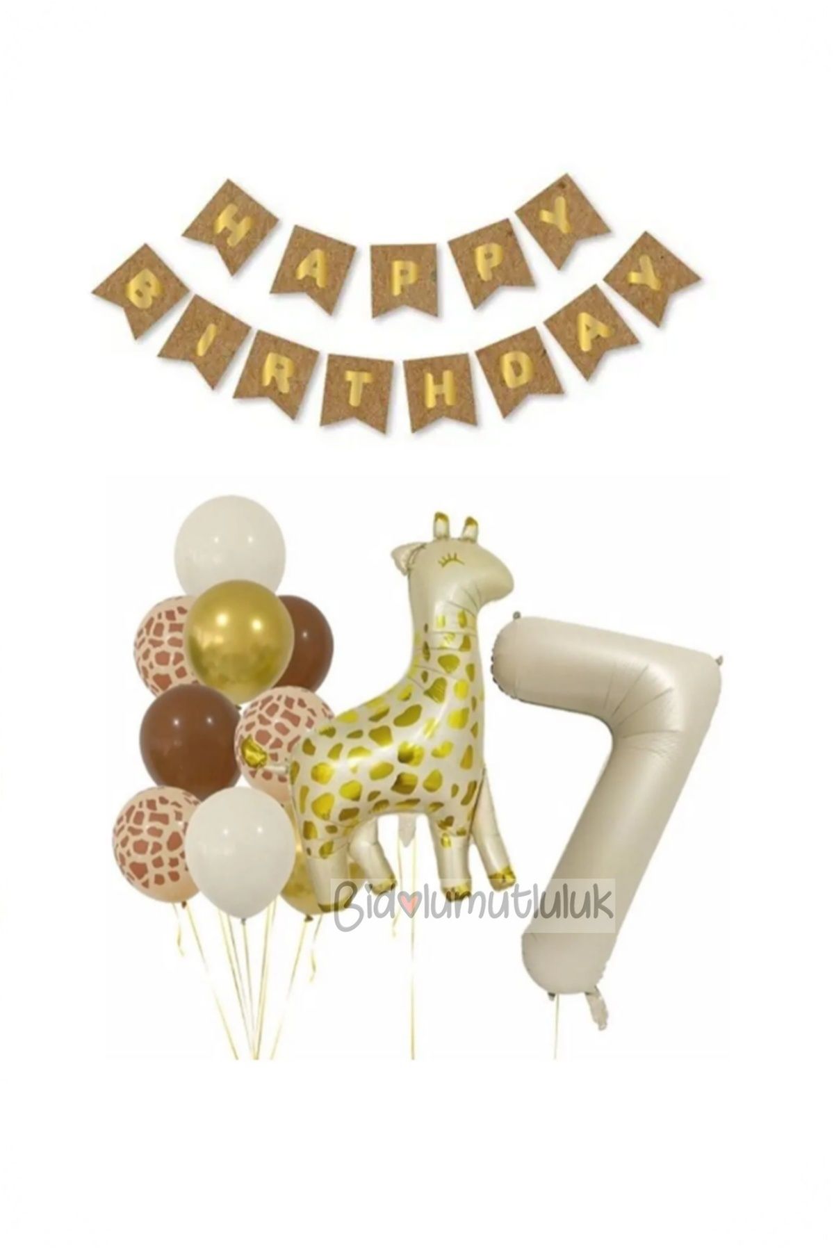 Zürafa 7 Yaş Balon Folyo Set Konsept Doğum Günü Set Parti Eğlence