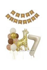 Zürafa 7 Yaş Balon Folyo Set Konsept Doğum Günü Set Parti Eğlence