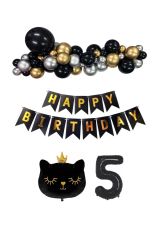 Siyah Kedili Happy Bırthday Doğum Günü Seti