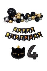 Siyah Kedili Happy Bırthday Doğum Günü Seti