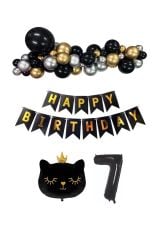 Siyah Kedili Happy Bırthday Doğum Günü Seti