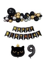 Siyah Kedili Happy Bırthday Doğum Günü Seti