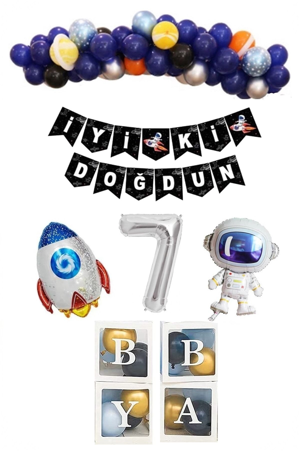 Uzay Temalı Doğum Günü Seti Parti Kutlama Seti