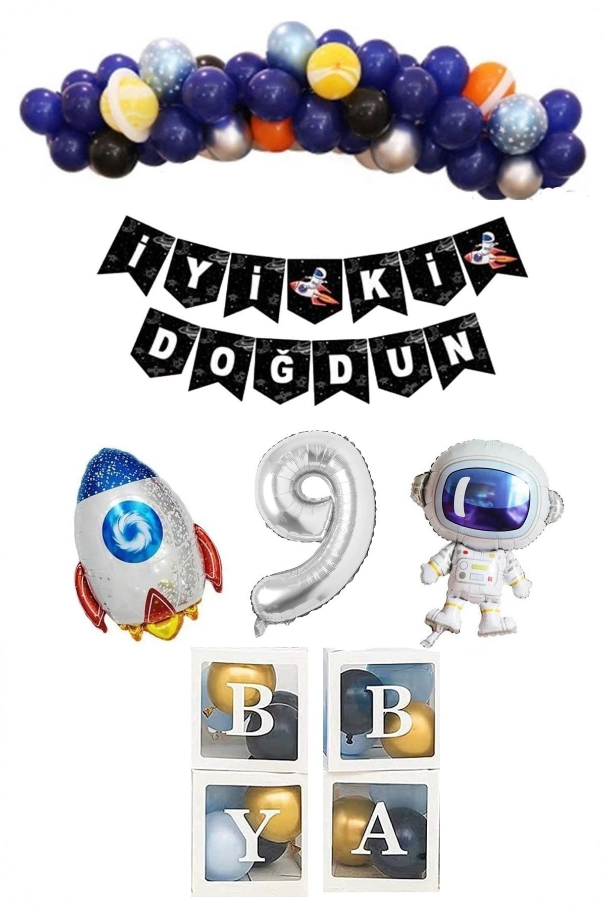 Uzay Temalı Doğum Günü Seti Parti Kutlama Seti