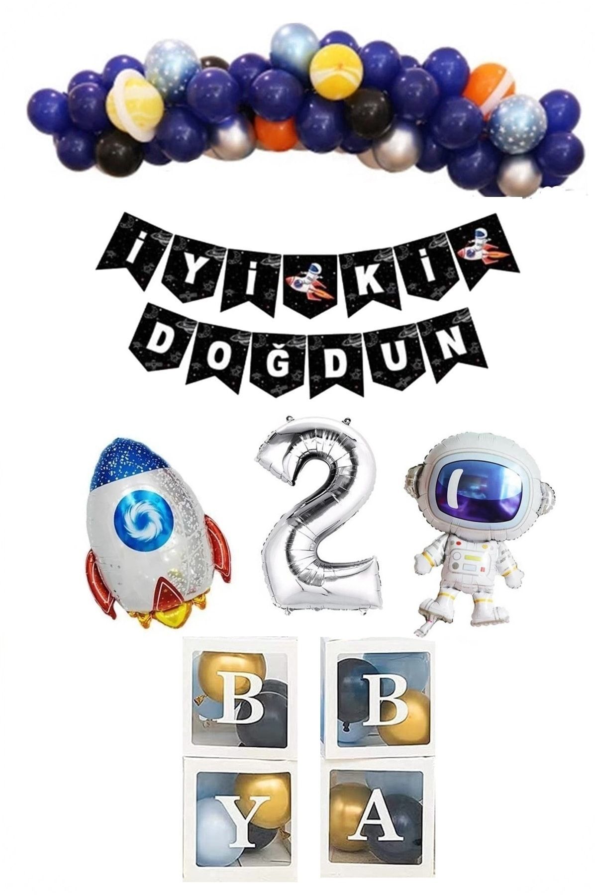 Uzay Temalı Doğum Günü Seti Parti Kutlama Seti