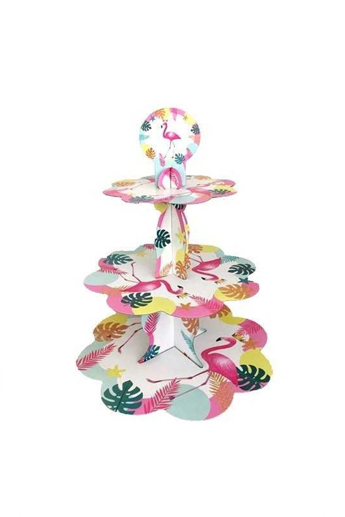 Kek Standı Altın Karton Cup Cake Standı Sarı 3 Katlı Piramit Kurabiye Kulesi