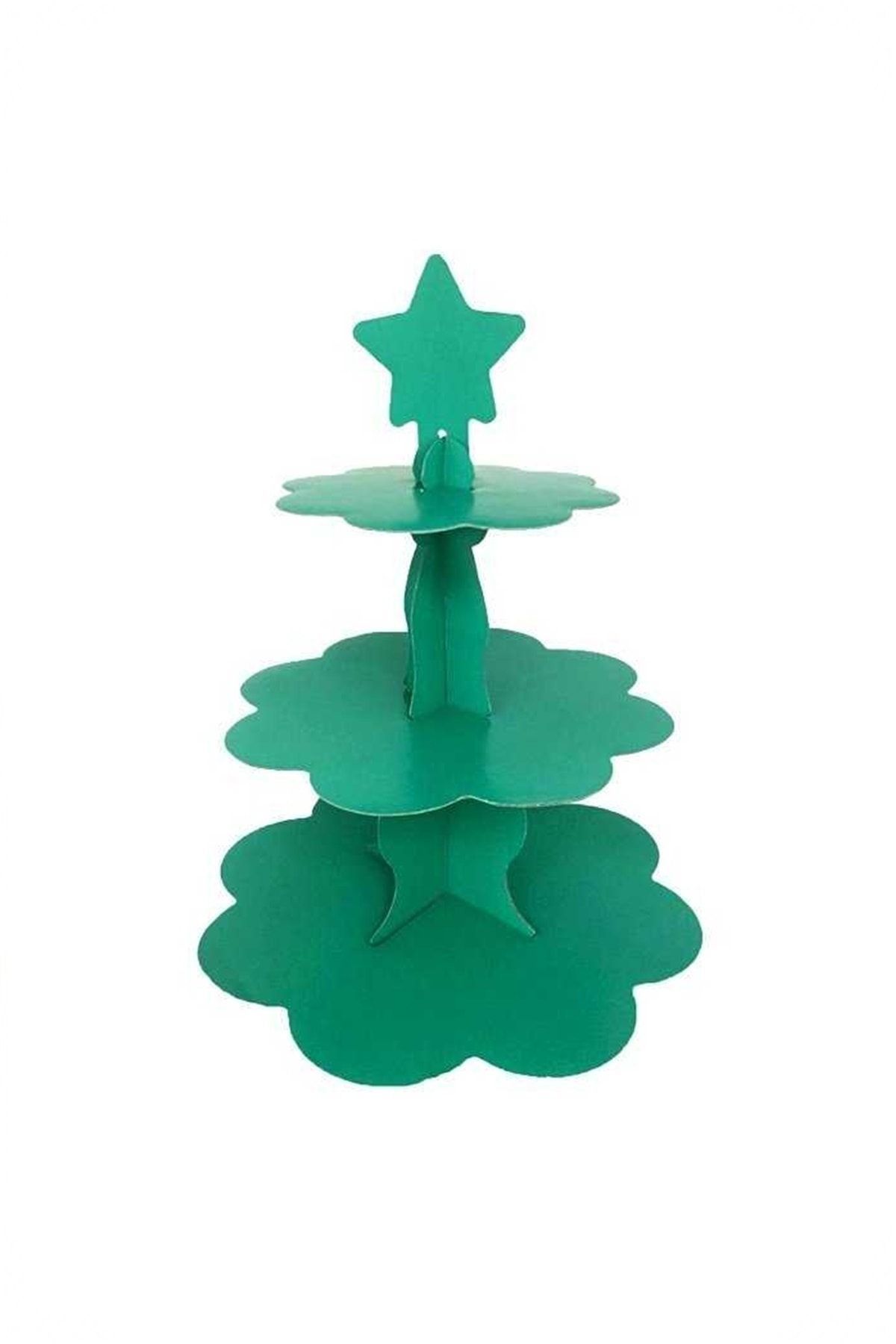 Kek Standı Altın Karton Cup Cake Standı Sarı 3 Katlı Piramit Kurabiye Kulesi