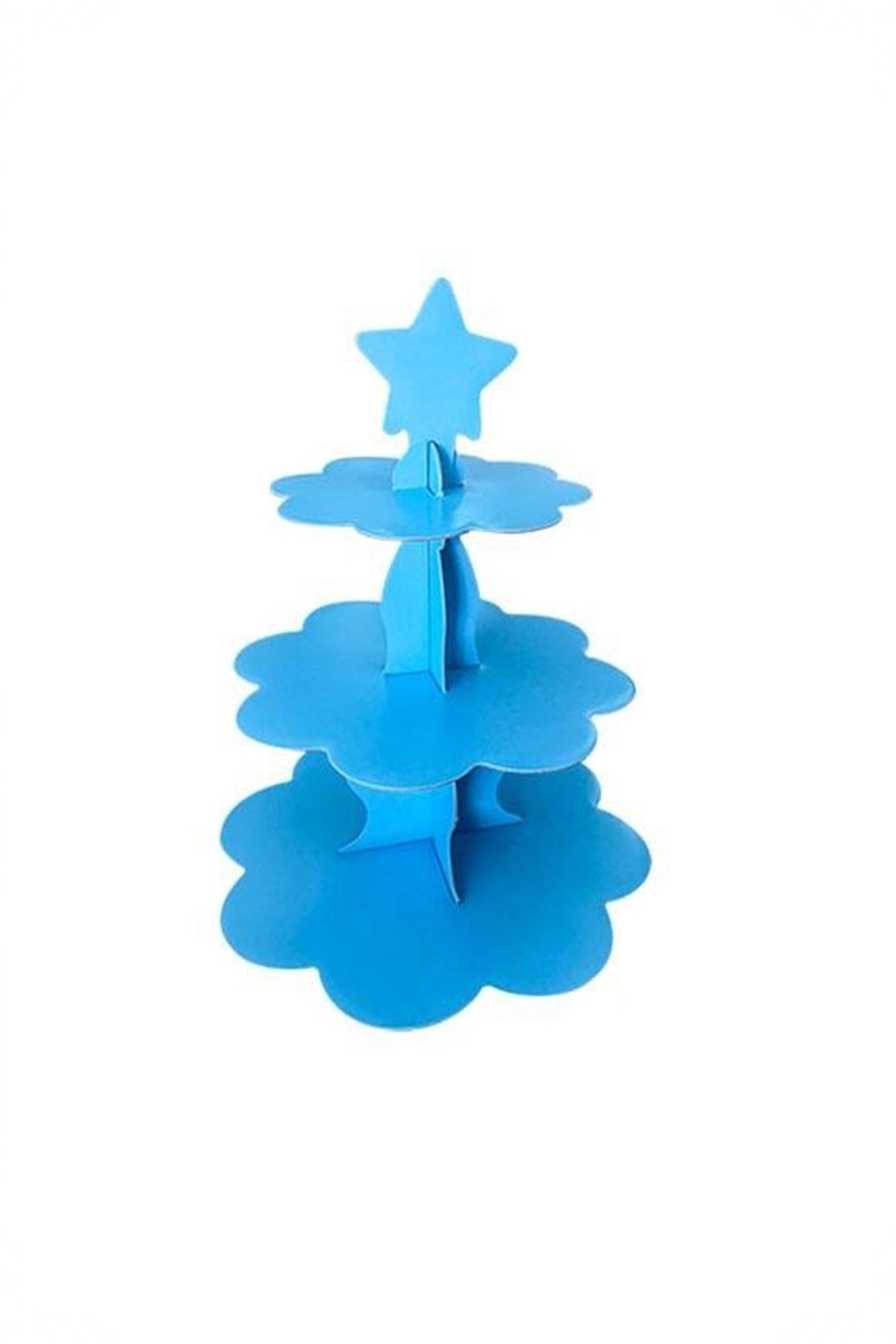 Kek Standı Altın Karton Cup Cake Standı Sarı 3 Katlı Piramit Kurabiye Kulesi
