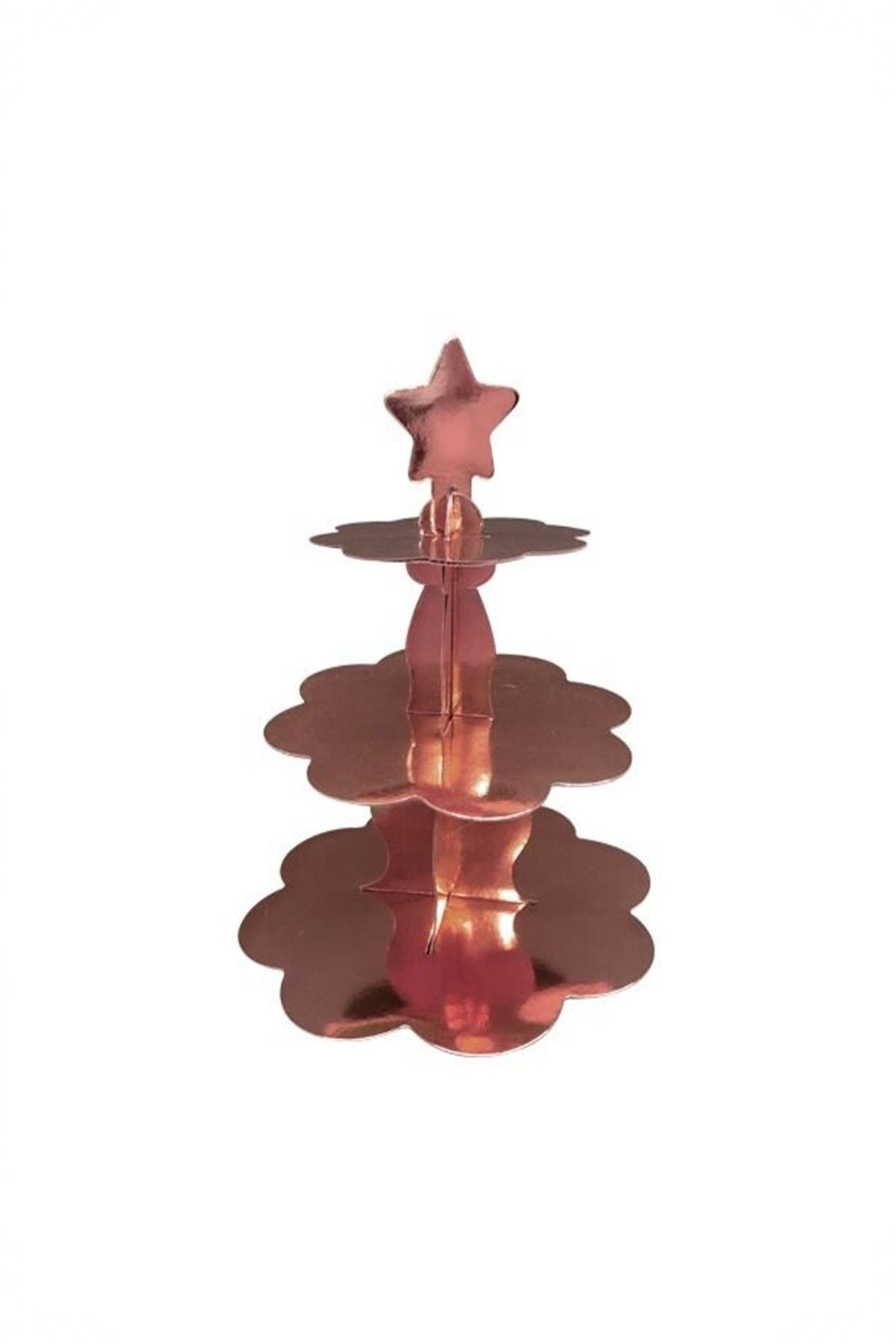 Kek Standı Altın Karton Cup Cake Standı Sarı 3 Katlı Piramit Kurabiye Kulesi