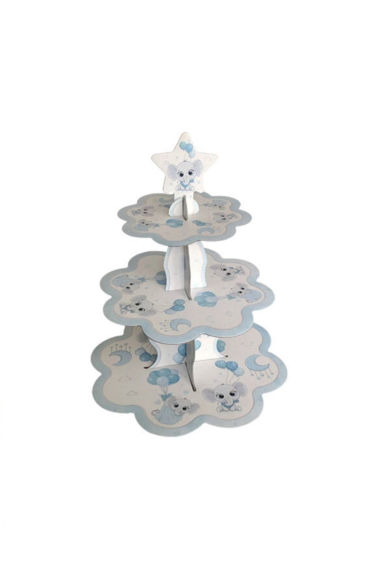 Kek Standı Altın Karton Cup Cake Standı Sarı 3 Katlı Piramit Kurabiye Kulesi