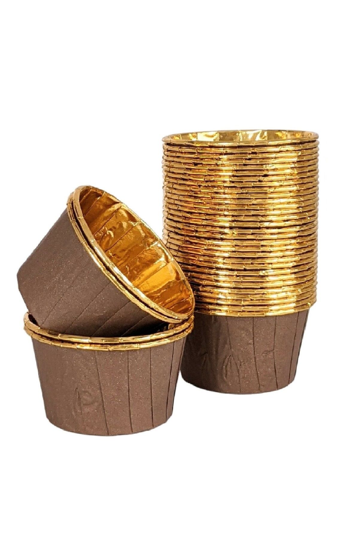 Muffin Kek Kapsülü Kahverengi-Altın 25li