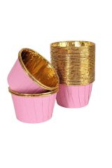 Muffin Kek Kapsülü Pembe-Altın 25li