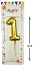 Büyük Boy 1 Rakam Gold Mum 12 Cm