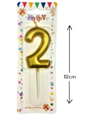 Büyük Boy 2 Rakam Gold Mum 12 Cm