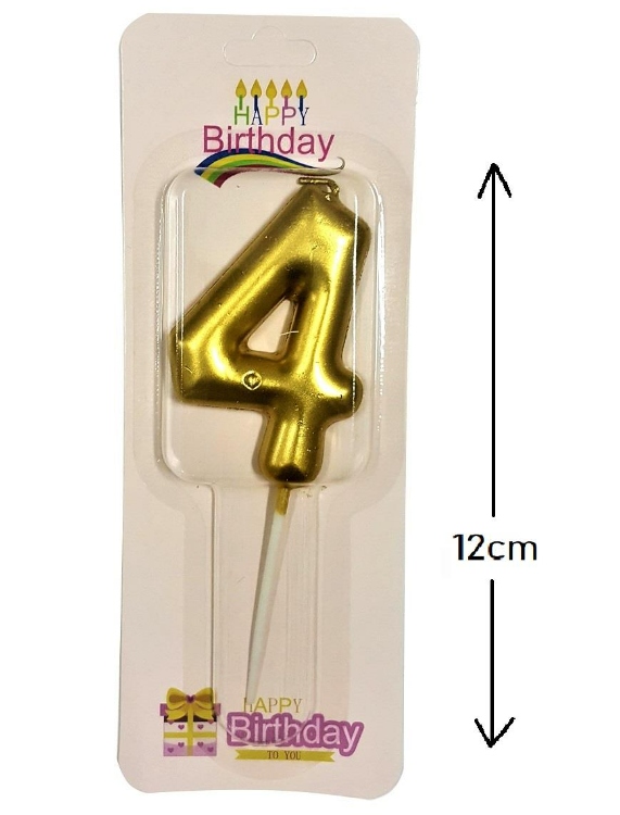 Büyük Boy 4 Rakam Gold Mum 12 Cm