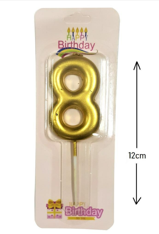 Büyük Boy 8 Rakam Gold Mum 12 Cm