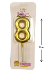 Büyük Boy 8 Rakam Gold Mum 12 Cm
