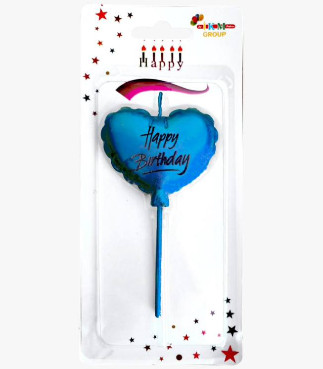 HAPPY BİRTHDAY KALP MAVİ MUM