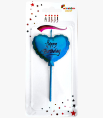 HAPPY BİRTHDAY KALP MAVİ MUM