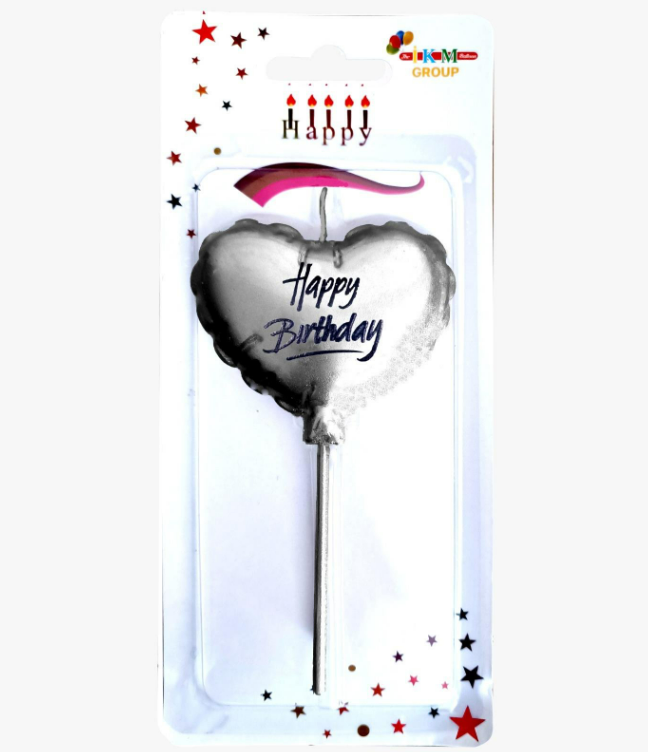 HAPPY BİRTHDAY KALP GÜMÜŞ MUM