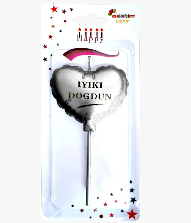 İYİKİ DOĞDUN KALP GÜMÜŞ MUM