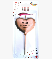 İYİKİ DOĞDUN KALP ROSEGOLD MUM