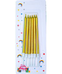 6 LI İNCE UZUN GOLD MUM 13CM