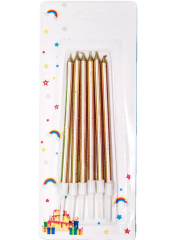 6 LI İNCE UZUN ROSEGOLD MUM 13CM