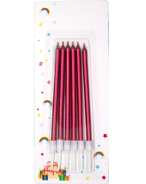 6 LI İNCE UZUN KIRMIZI MUM 13CM