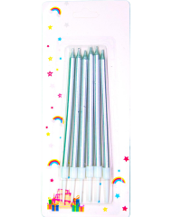 6 LI İNCE UZUN GÜMÜŞ MUM 13CM