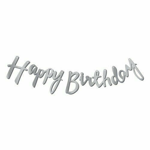 KALİGRAFİ BANNER SİLVER HAPPY BİRHTDAY