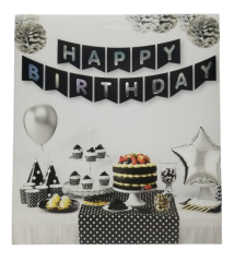YAZI VARAKLI ZARF BANNER HAPPY SİYAH GÜMÜŞ
