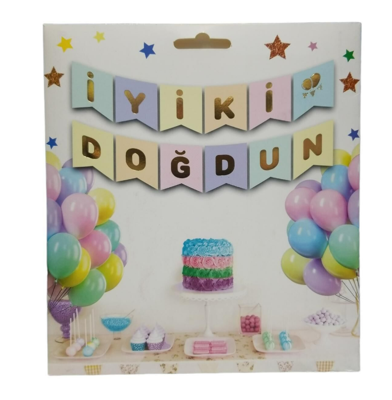 YAZI VARAKLI ZARF BANNER İYK DOĞDUN MACARON GOLD